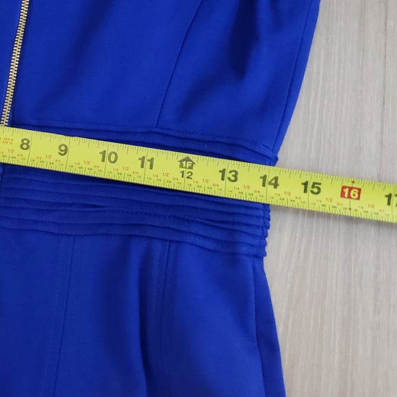 Eliza J Pintucked Waist Seamed Ponte Knit Fit & Flare Dress Blue Size 8 - Picture 8 of 11